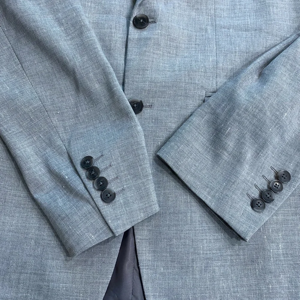 Zara Two Buttons Closure Linen Blend Gray Blazer size 42